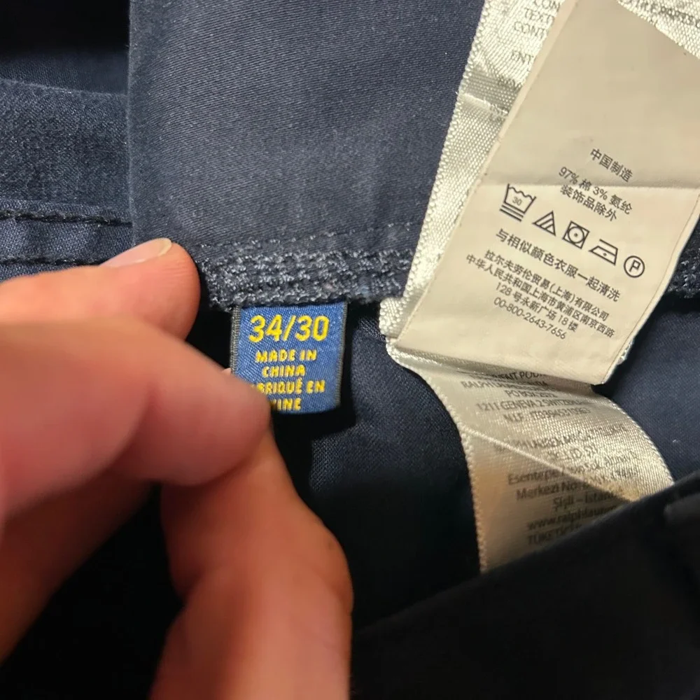 Polo Ralph Lauren Pants Mens 34x30 (Fits 36x29) Navy Blue Straight Leg Chino